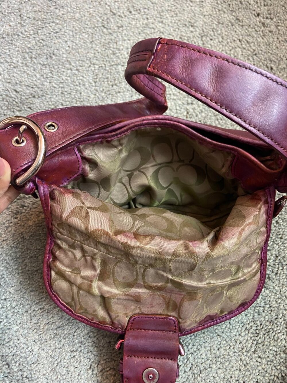 Vintage Coach Y2K Mini Soho Buckle Flap Shoulder Bag- 9247, Burgundy/Wine - Picture 14 of 15